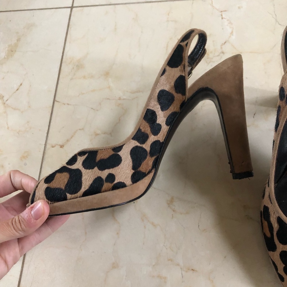 Stuart Weitzman Cheetah Open Toe Pumps Size 8 - image 3